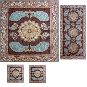 ست 4 تکه رومیزی ترمه ابریشمی کد 1020