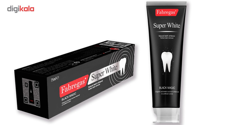 خمیردندان زغالی فابریگاس مدل Super White حجم 75میلی لیتر