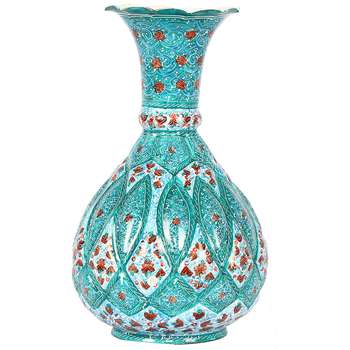 گلدان مسی میناکاری گالری گوهران مدل شلغمی شاه عباسی - 9