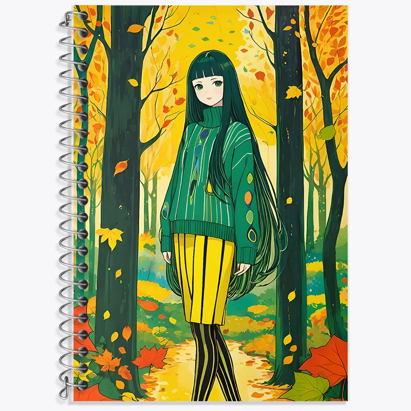 دفتر زبان 50 برگ خندالو مدل سه خط طرح دختر و پاییز کد N3822