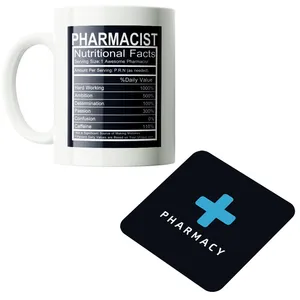 ماگ پاد آفرین مدل پزشک داروساز داروخانه کد PZ037 به همراه زیرلیوانی