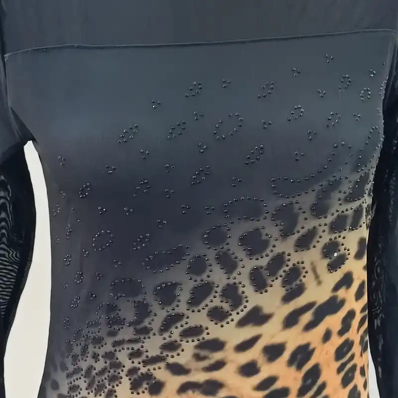 پیراهن زنانه مدل پلنگی نگین دار