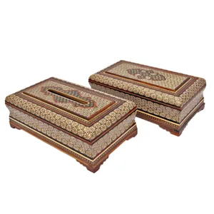 ست جعبه دستمال و کارد و چنگال خاتم کاری  کد Mkh111