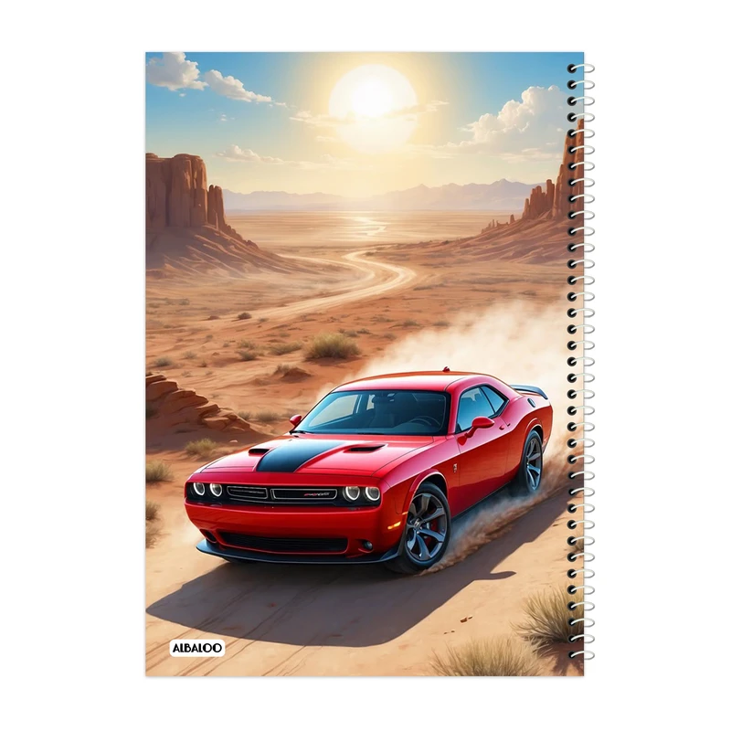 دفتر مشق 100 برگ آلبالو طرح ماشین کد 2077