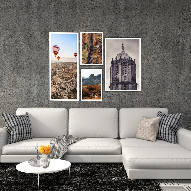 تابلو بکلیت طرح منظره طبیعت و شهر مدل W-448 مجموعه 4 عددی