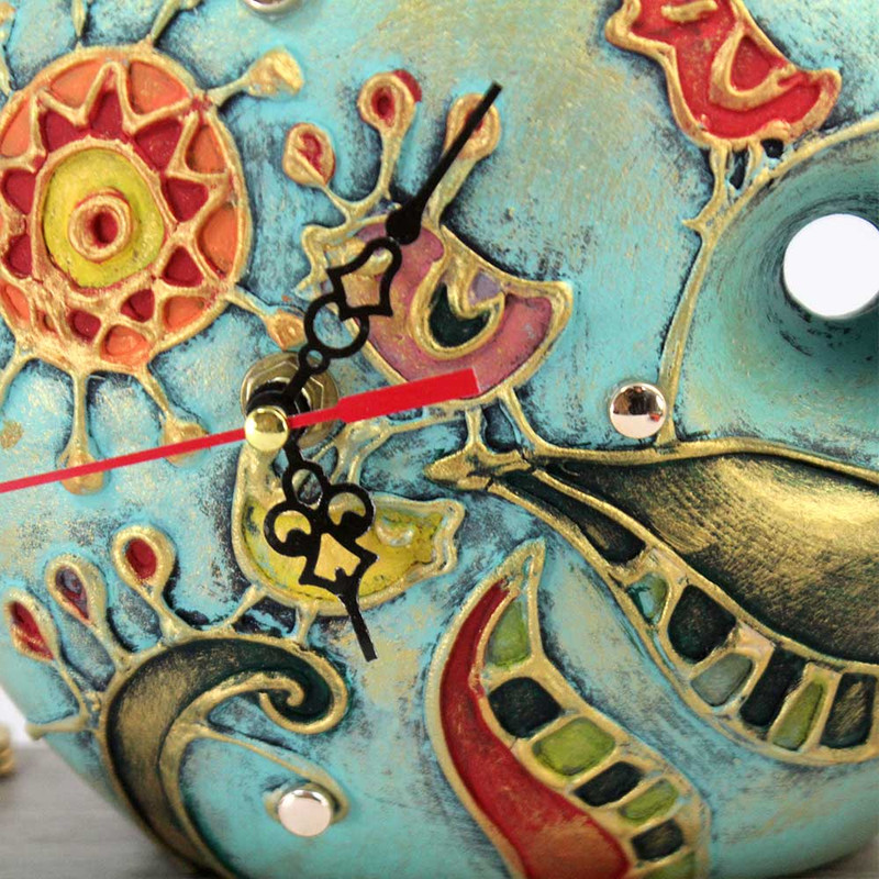 ساعت رومیزی مدل گلدان طرح پرنده و خورشید