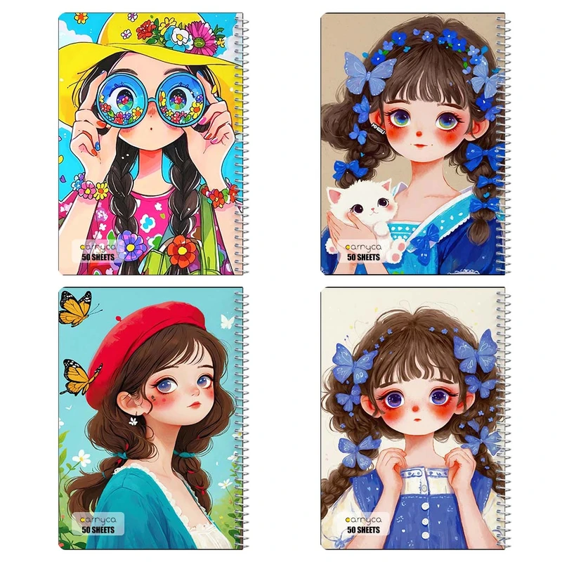 دفتر نقاشي 50 برگ کارنيکا طرح دختر هنرمند Artistic Girl کد 96600 مجموعه 4 عددی