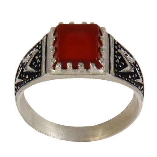 انگشتر نقره زنانه بازرگانی میلادی مدل سنگ عقیق یمانی اصل رکاب سیلندری کد AW_056