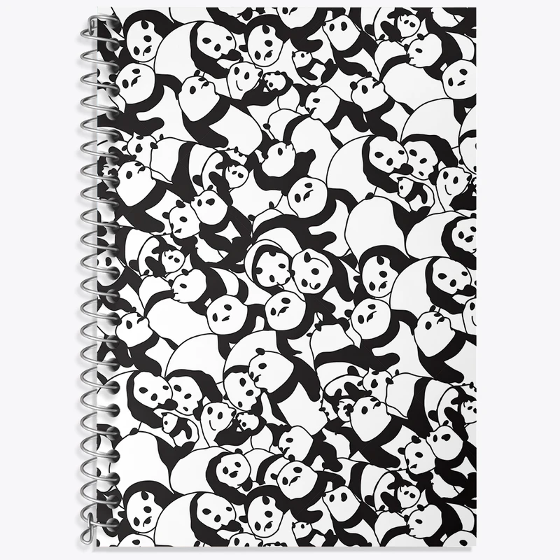 دفتر زبان 50 برگ خندالو مدل سه خط طرح پترن پاندا کد N3188