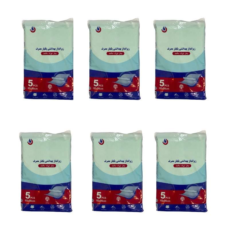 زیرانداز بهداشتی یکبار مصرف بیمار مدل آنتی باکتریال مجموعه 6 عددی