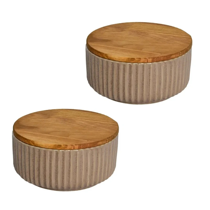 ظرف سرو بی.وی.کی مدل درب چوبی مجستیک کد HS452732 مجموعه 2 عددی