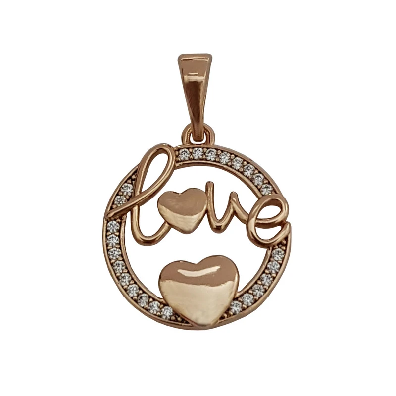 آویز گردنبند زنانه ژوپینگ مدل لاو قلب نگین