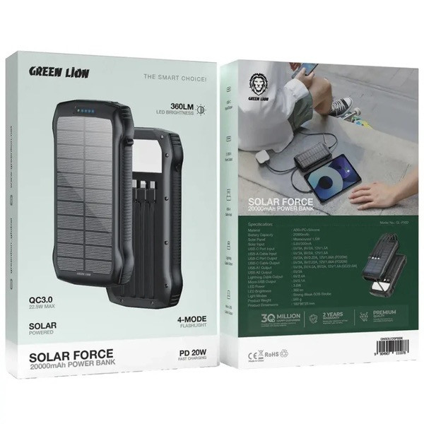 پاوربانک 22 وات گرین لاین مدل Force با ظرفیت 20000  میلی آمپر ساعت