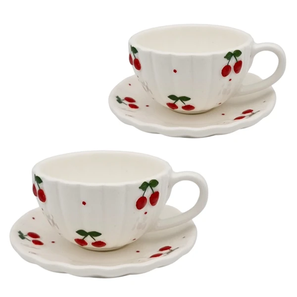 ست فنجان و نعلبکی 4 پارچه دو نفره مدل صدفی کد 14114xalb