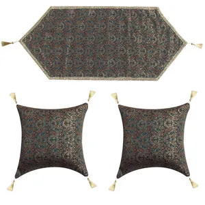 ست 3 تکه کوسن و  رومیزی آیکا طرح ترمه مدل P3TRCT01