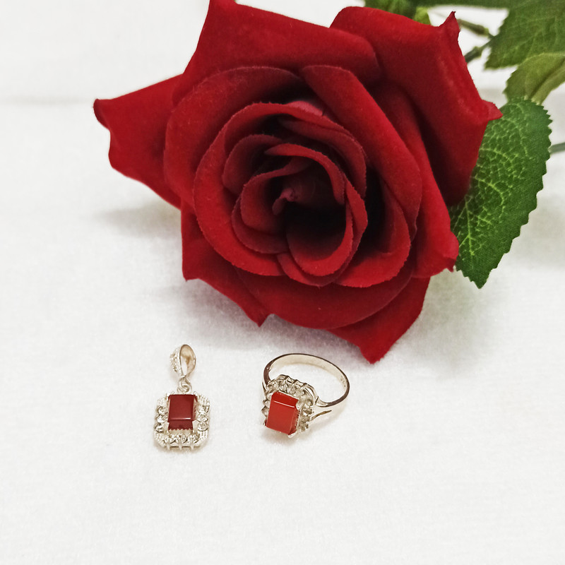 نیم ست نقره زنانه سلین کالا مدل عقیق کد ce-shs6