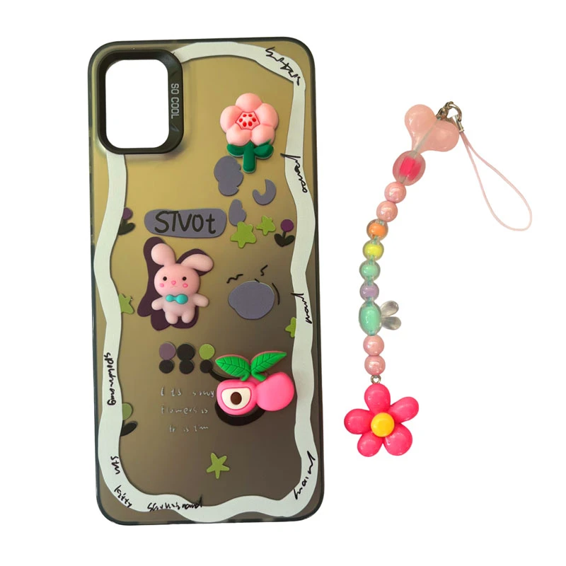 کاور طرح کرومی مدل گیلاس کد A11689 مناسب برای گوشی موبایل سامسونگ Galaxy A05 4G / A05 5G به همراه بند آویز