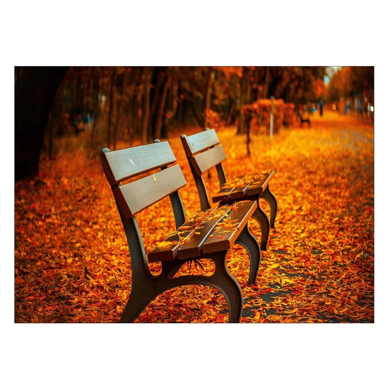 تابلو شاسی ونسونی طرح Lonely Bench in Autumn سایز 50x70 سانتی متر