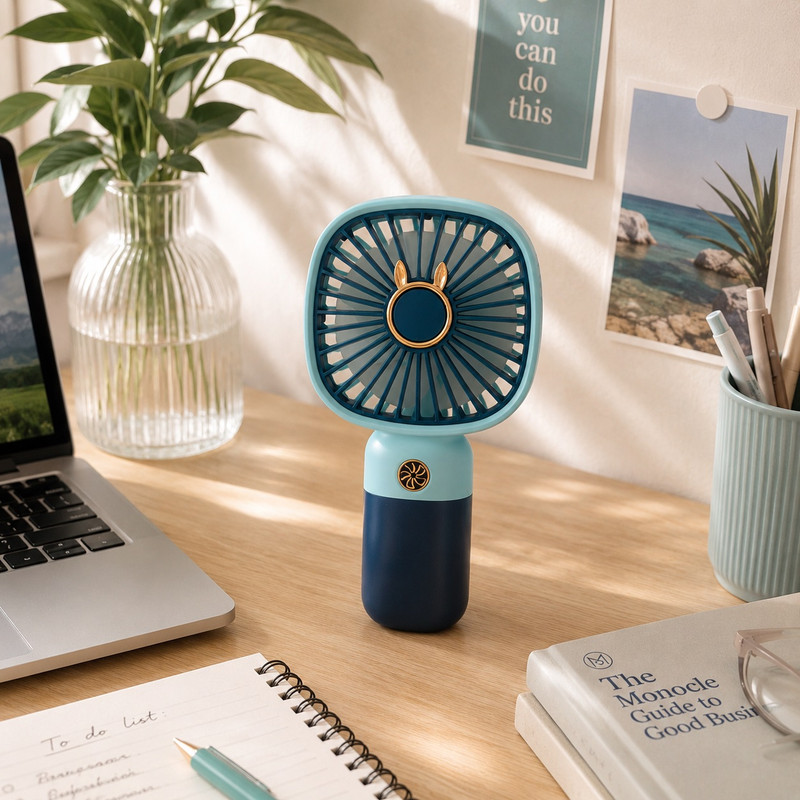 پنکه‌ رومیزی شارژی مدل همراه 3 حالته پایه دار کد Square Mini Cooling Fan
