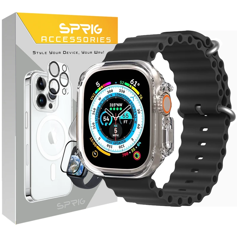 بند اسپریگ مدل Ocean Clear Guard مناسب برای اپل واچ Ultra / Ultra 2 49mm به همراه کاور