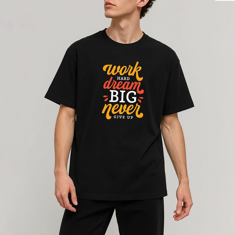 تی شرت آستین کوتاه مردانه پاد آفرین مدل نوشته دار کد DKTMM38