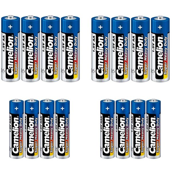 باتری قلمی و نیم قلمی کملیون مدل Super Heavy Duty بسته 16 عددی باتری قلمی و نیم قلمی کملیون مدل Super Heavy Duty بسته 16 عددی