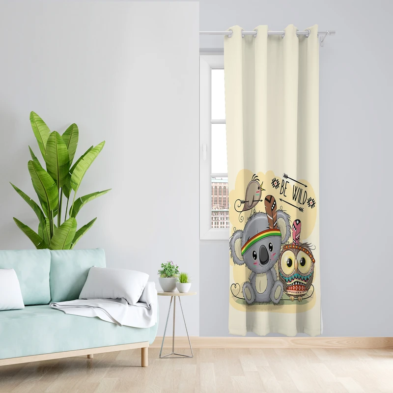 پرده طرح کودک مدل مخمل پانچی کد L 1031 Z سایز 140x200 سانتی متر