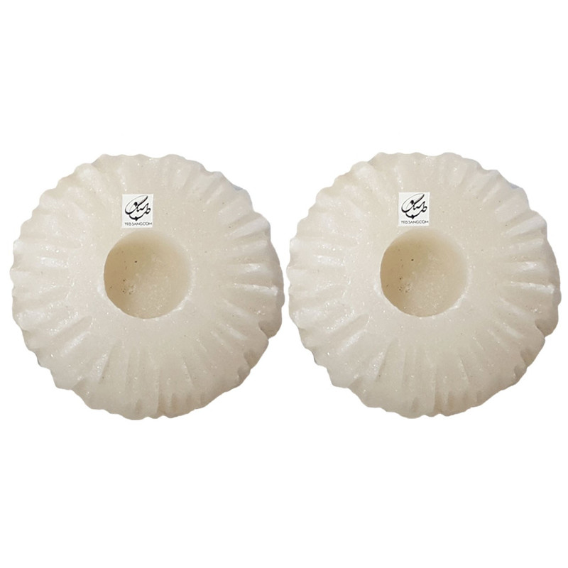 شمعدان سنگ نمک طب سنگ طرح جاشمعی آذرخش کد TC-40132 - بسته دو عددی