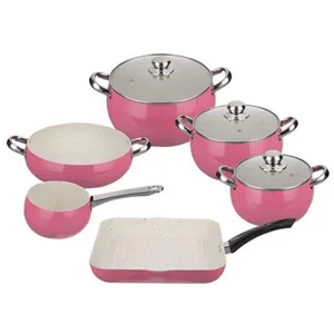 سرویس قابلمه و تابه گرانیتی 9 پارچه عروس مدل دیپلمات