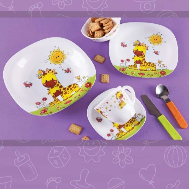 ظرف غذا 5 تکه کودک پارس اوپال طرح زرافه کد 60