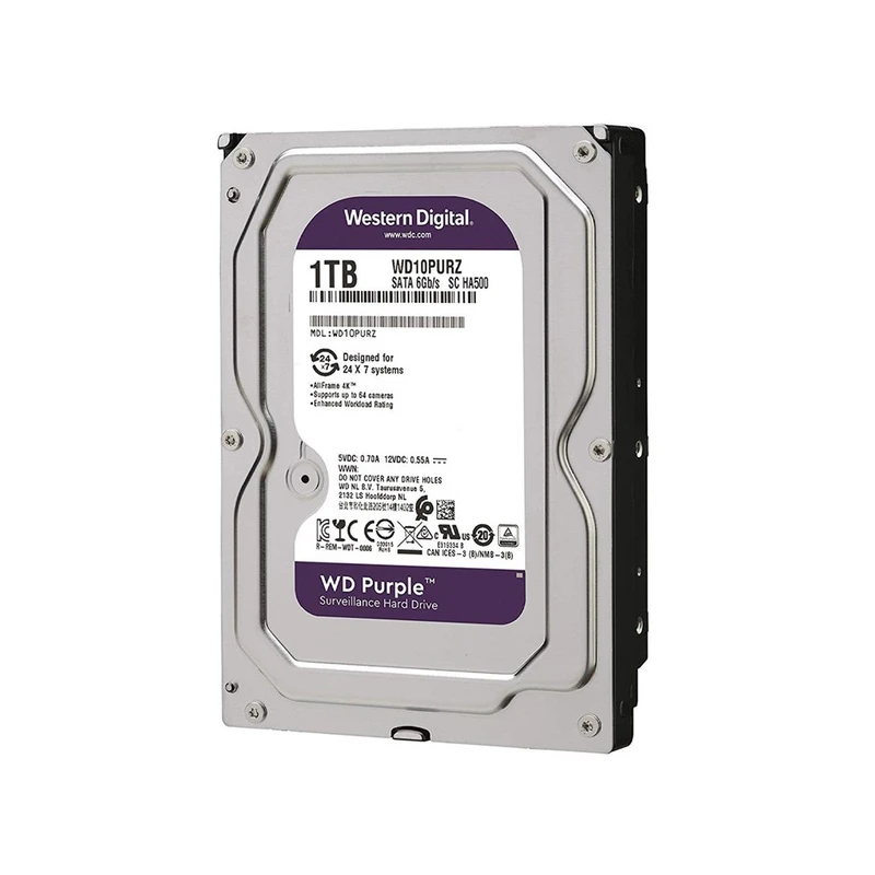 هارد دیسک اینترنال وسترن دیجیتال مدل Purple WD11PURZ ظرفیت 1 ترابایت