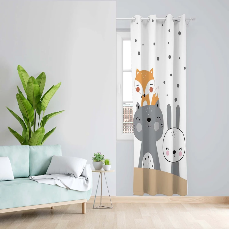 پرده طرح کودک مدل مخمل پانچی کد 5506R z سایز 140x200 سانتی متر