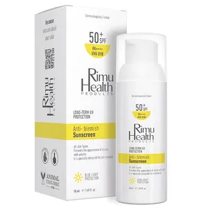 کرم ضد آفتاب بدون رنگ ریمو هلث SPF 50 مدل  ANTI BLEMISHE  محافظ UVA ،UVB و PA+++، ضد لک، ضد حساسیت، ضد چروک و ضد پیری، مناسب انواع پوست‌ حجم 50 میلی‌لیتر