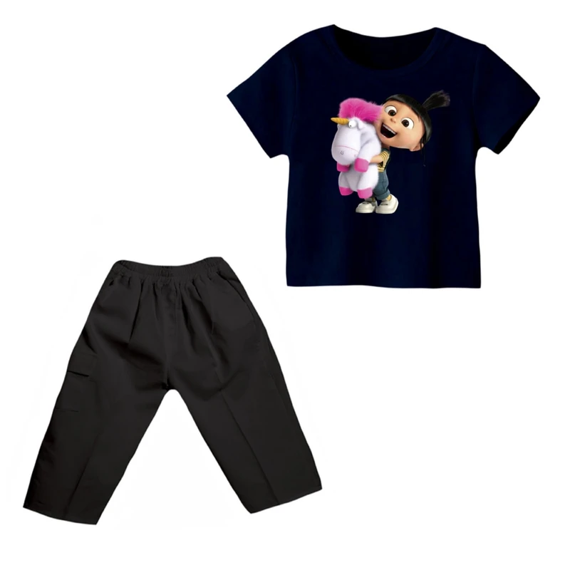 ست تی شرت و شلوارک دخترانه مدل دخترک کد ۵