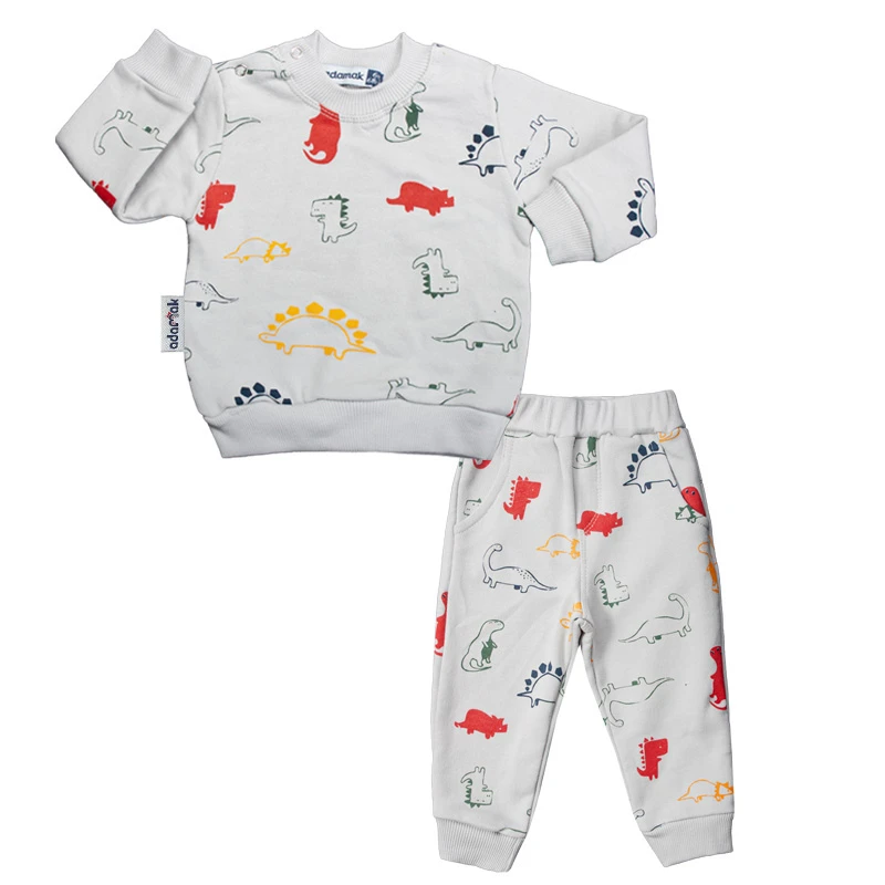 ست سویشرت آستین بلند و شلوار راحتی نوزادی آدمک مدل دایناسور کد 110061