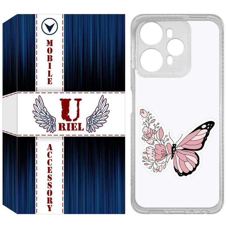 کاور یوریل مدل Clear کد 98 طرح پروانه مناسب برای گوشی موبایل وکال V1 / V1 Plus