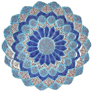 بشقاب مسی میناکاری گالری گوهران مدل قلم زنی 1144