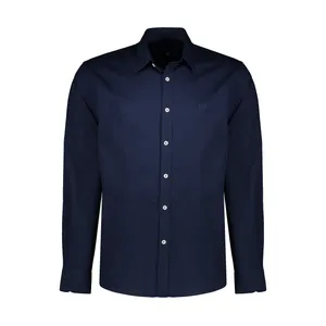 پیراهن آستین بلند مردانه پاتن جامه مدل کتان 102721010332539 رنگ سرمه ای