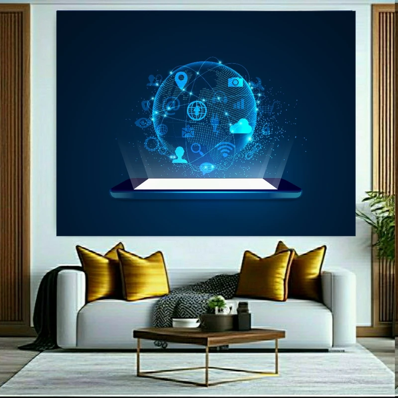 تابلو بوم مخمل طرح اتصال جهانی مدل دیجیتال کد FP105381