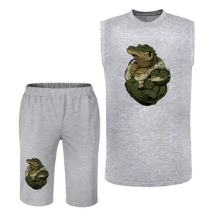 ست تاپ و شلوارک مردانه مدل tb 9 طرح بدنساز