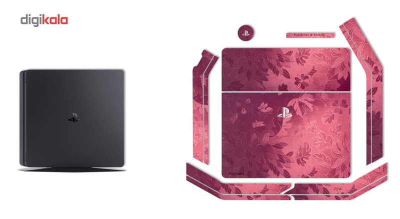 برچسب ماهوت مدلRed Wild-flower Texture مناسب برای کنسول بازیPS4 Slim