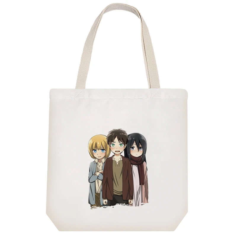 ساک خرید پارچه ای خندالو طرح ارن میکاسا و آرمین انیمه اتک آن تایتان مدل توت بگ کد 994