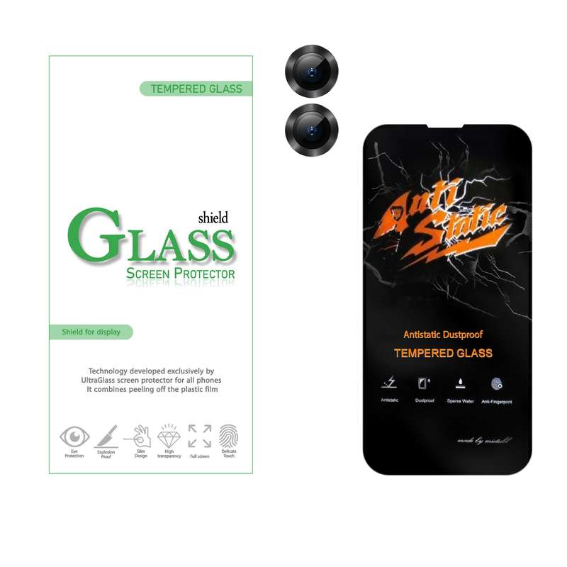 محافظ لنز دوربین شیلد گلس مدل 2ST-RING مناسب برای گوشی موبایل اپل iPhone 13 به همراه محافظ صفحه نمایش