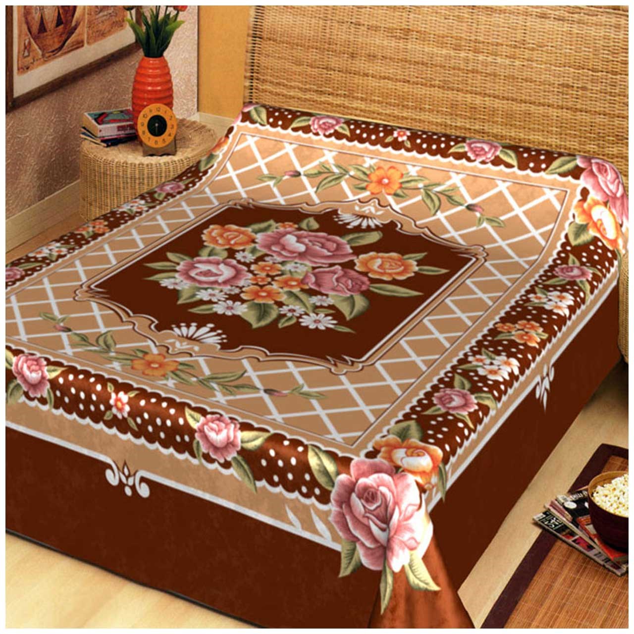 پتو دو نفره کالای خواب متین مدل گلبافت 129 سایز 240x220