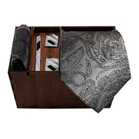 ست کراوات و دستمال جیب و دکمه سردست و گیره کراوات مردانه مدل 709