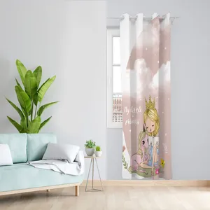  پرده کودک مدل دختر تاج طلایی مخمل پانچی کد 4739 سایز 140x280 سانتی متر  