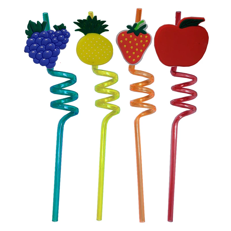 نی نوشیدنی مدل نشکن طرح میوه مجموعه 4 عددی