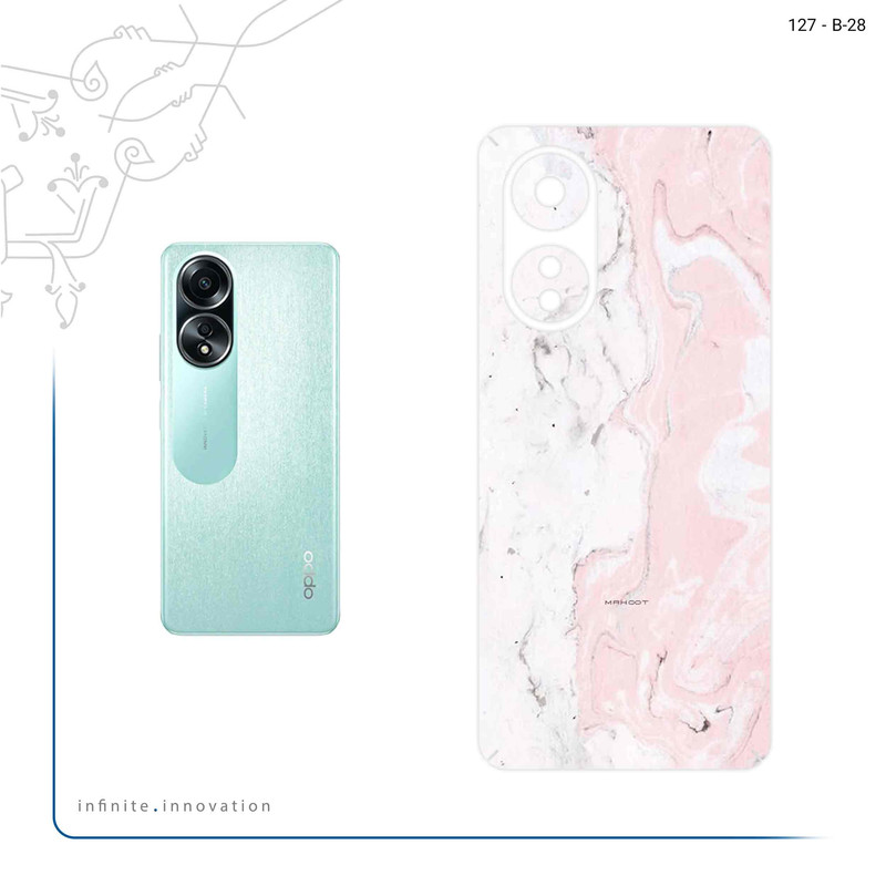 برچسب پوششی ماهوت مدل Blanco_Pink_Marble مناسب برای گوشی موبایل اپو A58 4G