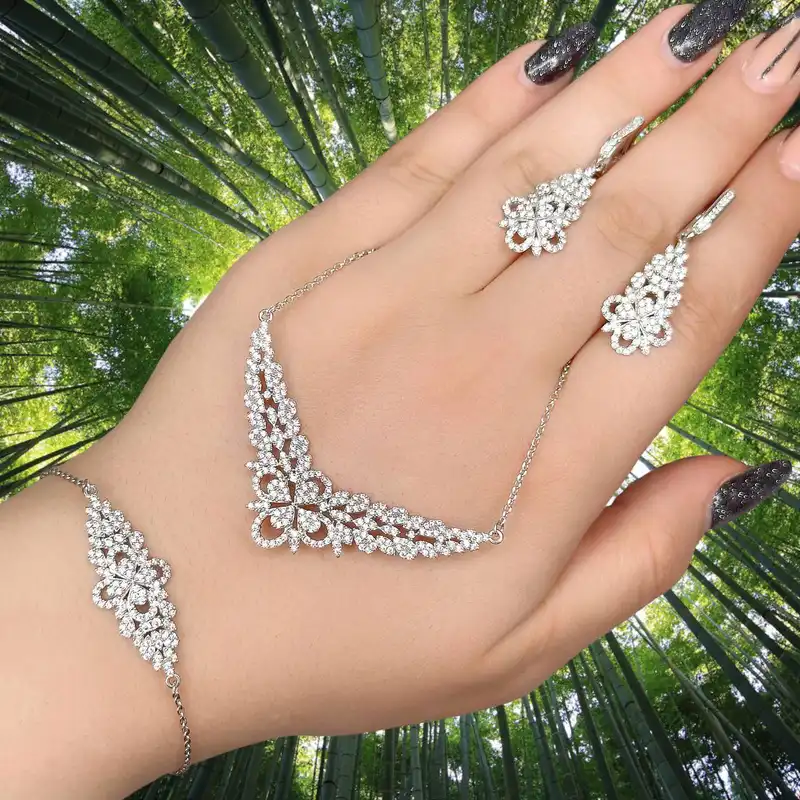 نیم ست نقره زنانه مدل تاج فلاور NSH096