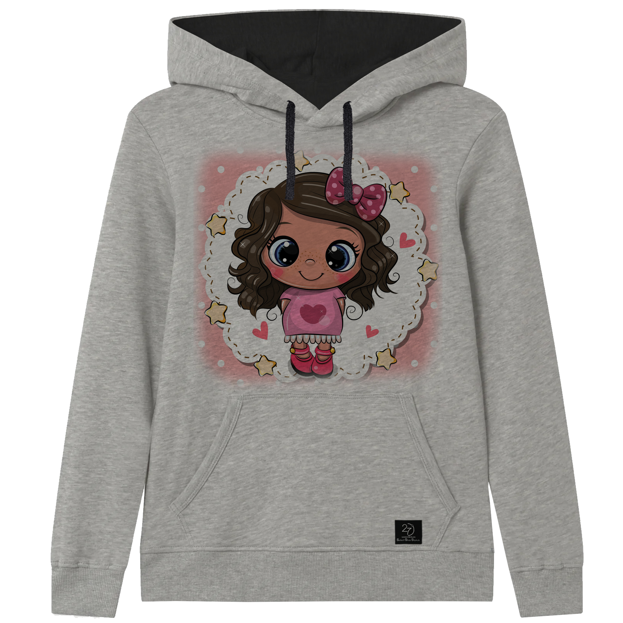 هودی دخترانه 27 مدل GIRL کد J28 رنگ طوسی